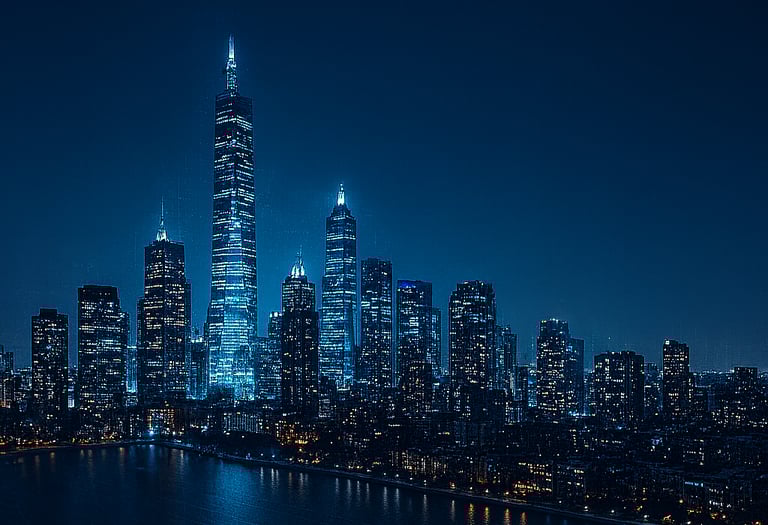 a city skyline with a blue sky and a few buildings for Financial Risk Management & IFRS9