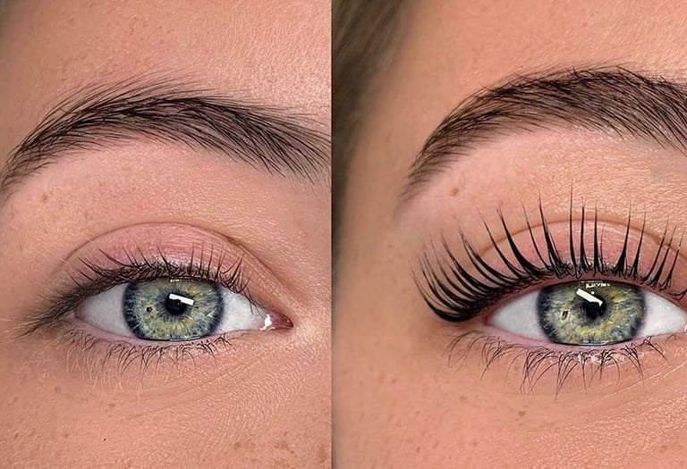 before and after picture of Lash Lift
