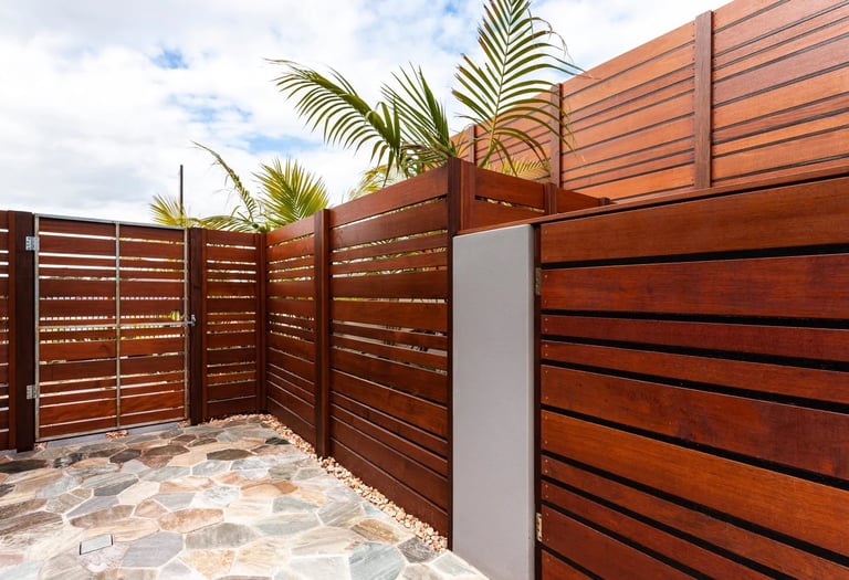 Natural wood fencing providing privacy and aesthetic charm