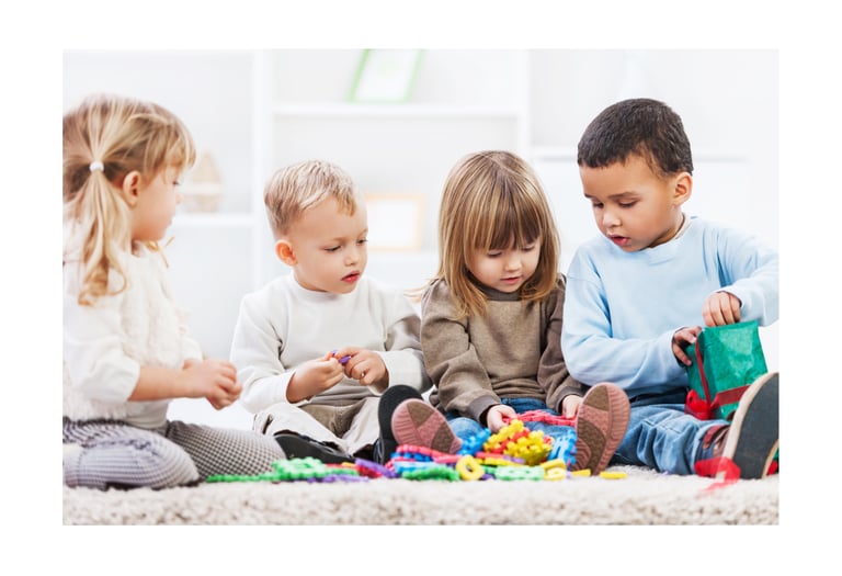a group of children playing with toys