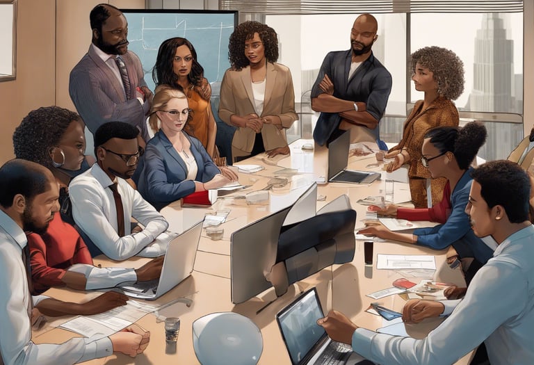 man standing in front of people sitting beside table with laptop computers