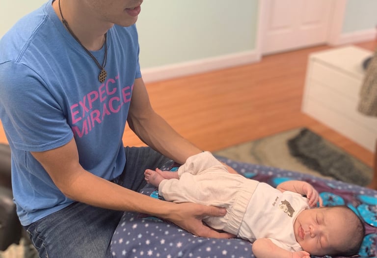 Safe, gentle chiropractic adjustment for newborns in Franklin, TN to ease colic, gas, and fussiness.