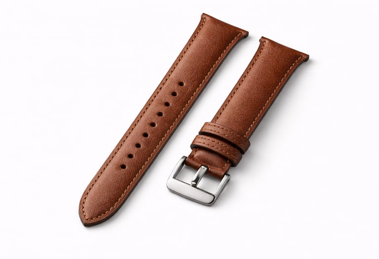Leather watch straps with metal buckle and adjustable sizing