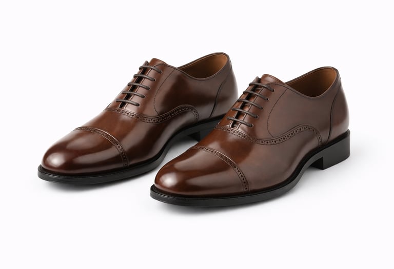Brown men’s leather dress shoes with classic lace-up design
