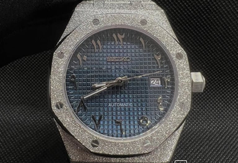 royal oak frosted blue ice seiko mod