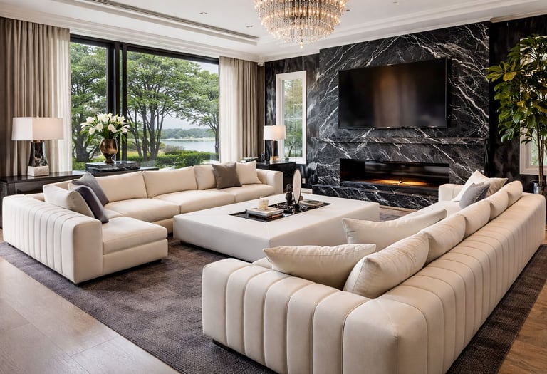 Custom sectional sofa in an elegant Los Angeles living room by Solo Home Decor