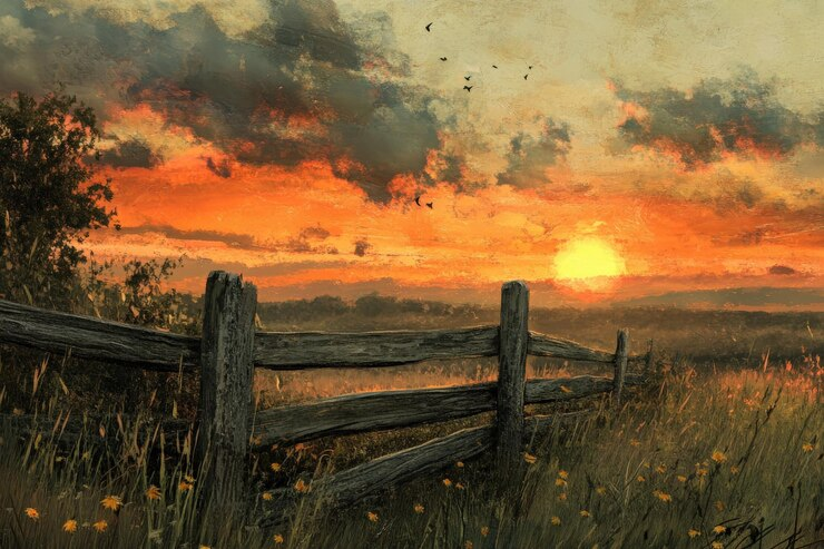 Wooden fence at sunset, evoking comfort and night-time care.