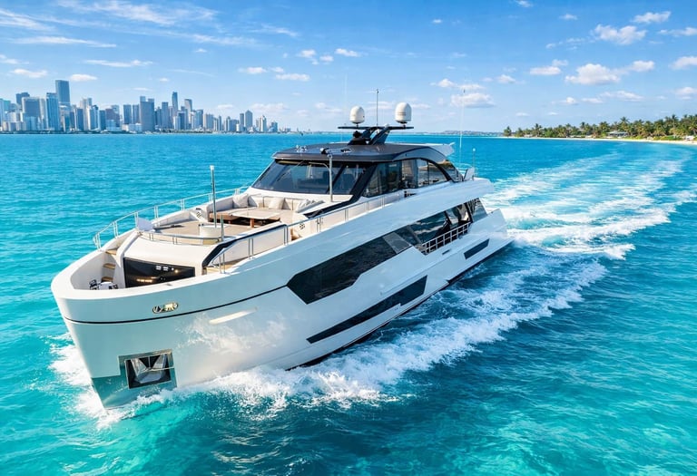 Private luxury yacht charter Miami VIP experience with premium boat and ocean views