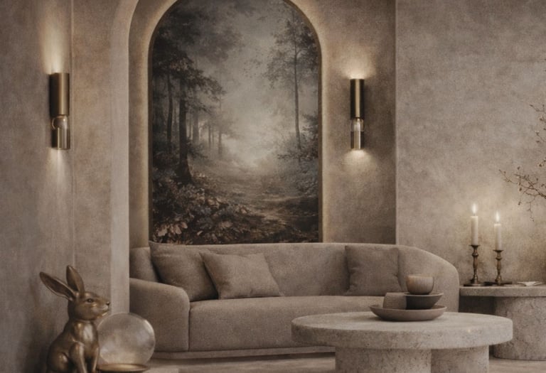 La Féra Interior Design imza sitilini yansıtan malzeme ve renk kompozisyonu