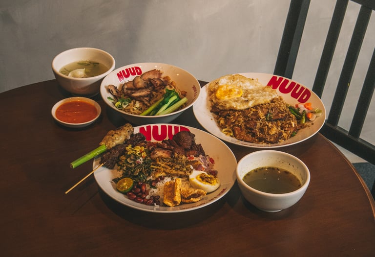 A plate of Pork Fried rice, Nasi Babi Komplit at Nuud Batam
