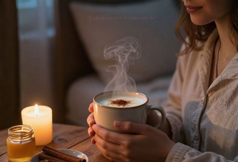 Leite lunar canela noz-moscada: bebida noturna sonhos mel calmante ansiedade sono subconsciente ritual