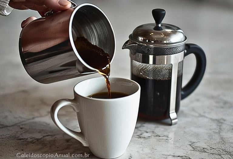 Café sendo servido em uma xícara branca