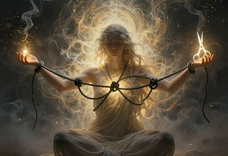 Ritual de libertação espiritual: cortando cordas com nós de apegos, medos e vícios para liberdade