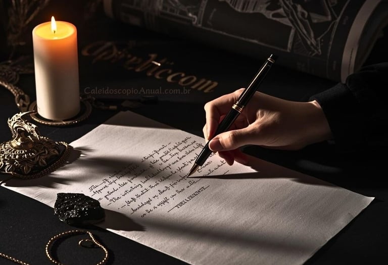 Ritual Lua Nova Capricórnio: papel caneta vela ônix intenções decreto carreira legado manifestação