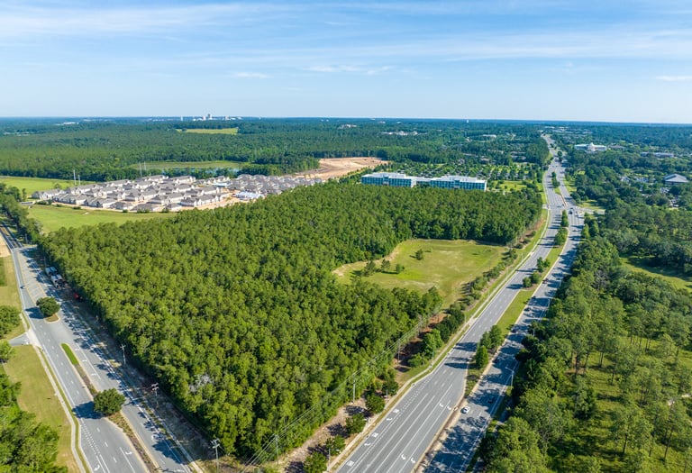 Drone image of pre-construction phase