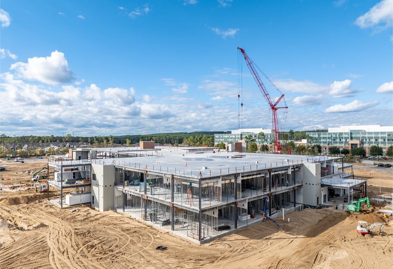 Drone image of building under construction