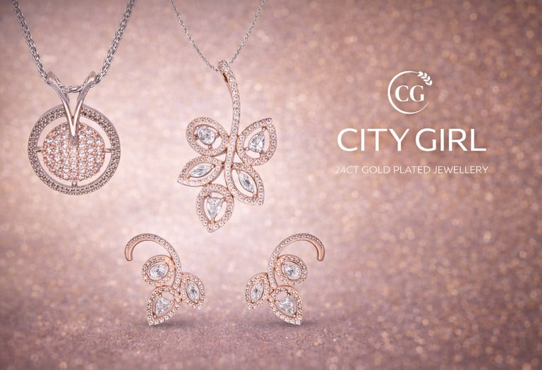 City Girl Rhodium Plated CZ Jewellery