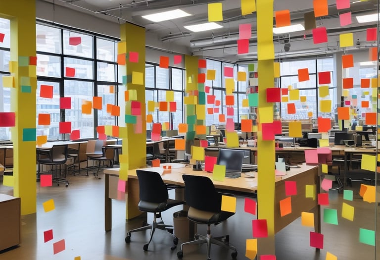 Close-up of a minimalist workspace with glowing retro-futuristic elements.