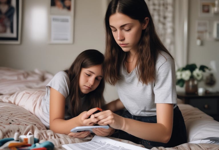 Parent helping child with concentration and focus during learning activity