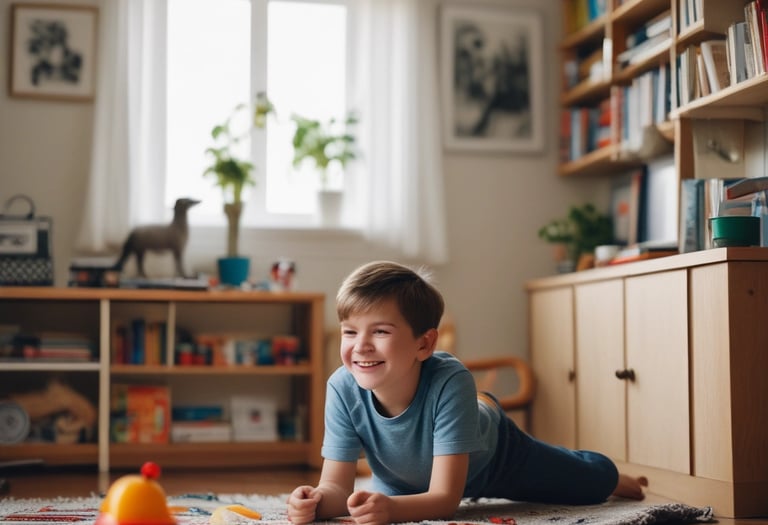 Child engaged in calm play activity for emotional regulation and self-management