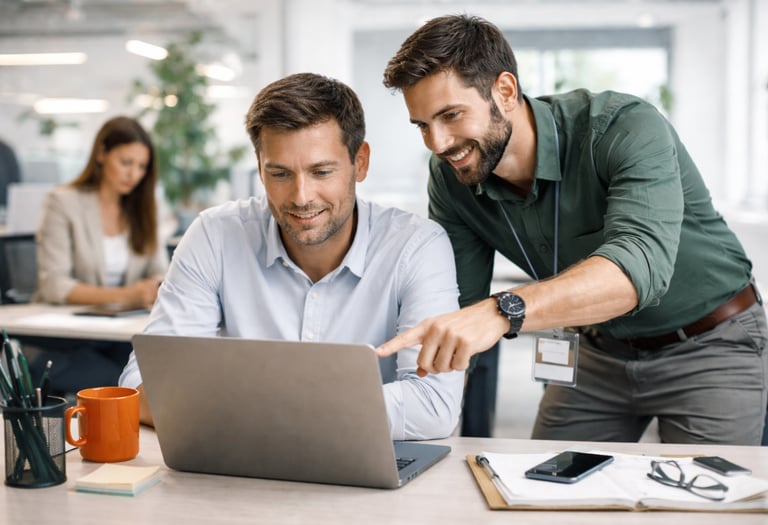 IT-supporter hjælper kunde med IT-løsning