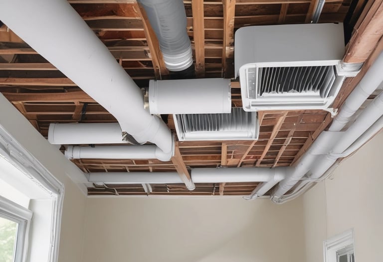 Technician carefully cleaning air ducts in a cozy North Carolina home.