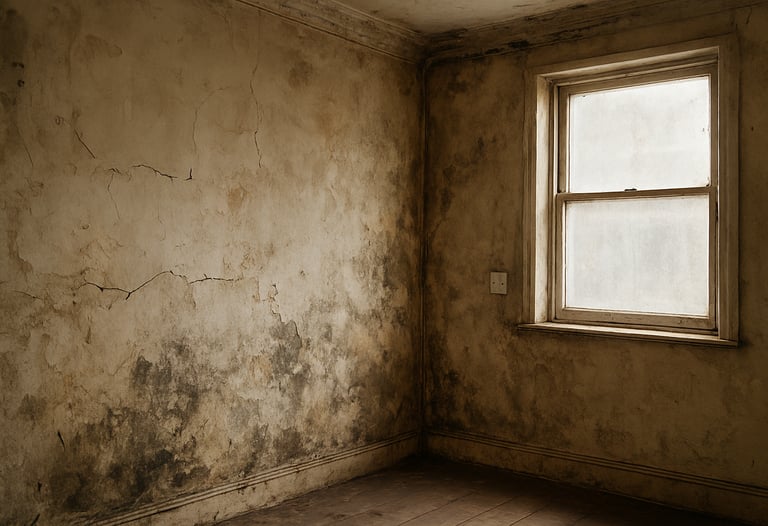 a room with a window and a window, before painting
