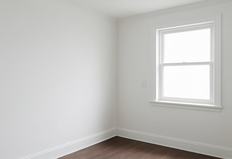 a room with a window and a window, after painting