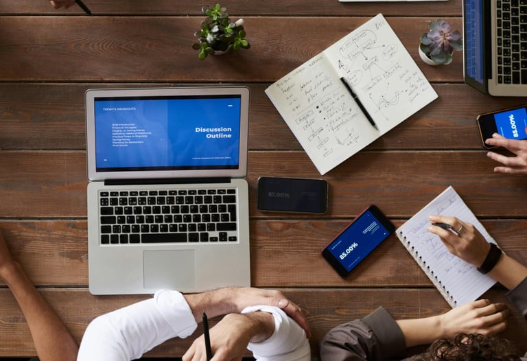 Group working together on website stragety