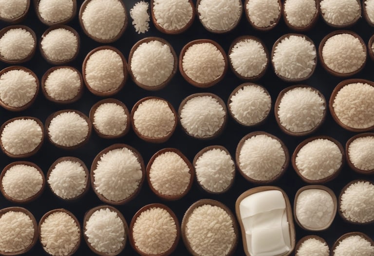 Assortment of canned tomato paste, vegetables, and condensed milk neatly arranged