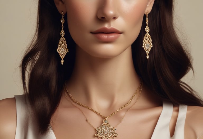 A display of sparkling earrings laid out neatly with subtle gold accents.