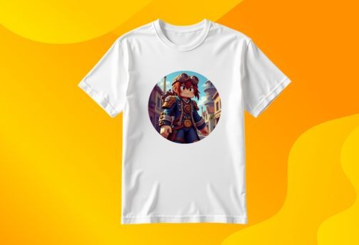 T-shirt mockup with Wyrlight fun print design, quirky artwork for POD products.