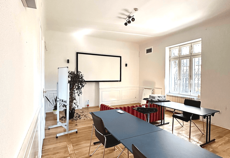 coworking space with big projector
