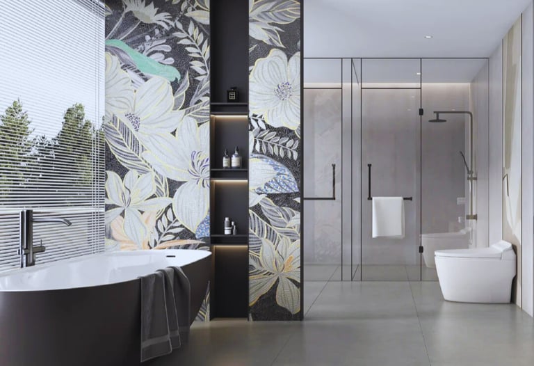 mosaic tile in tub surrounds