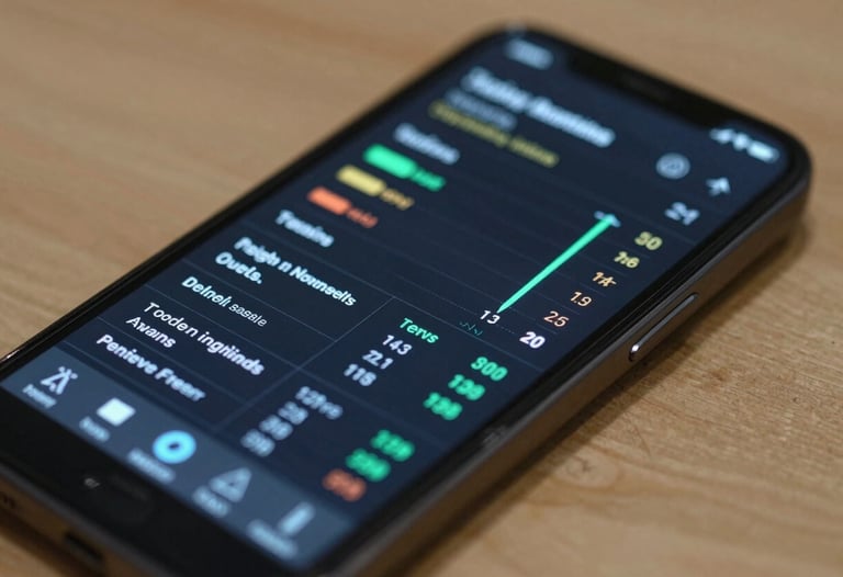 A sharp, clear image of data visualization on a mobile screen, emphasizing precision and technical excellence in a professional setting.