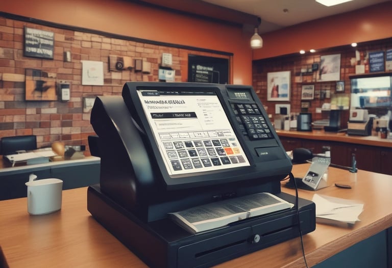 A professional team collaborating over business charts and laptops in a modern office.