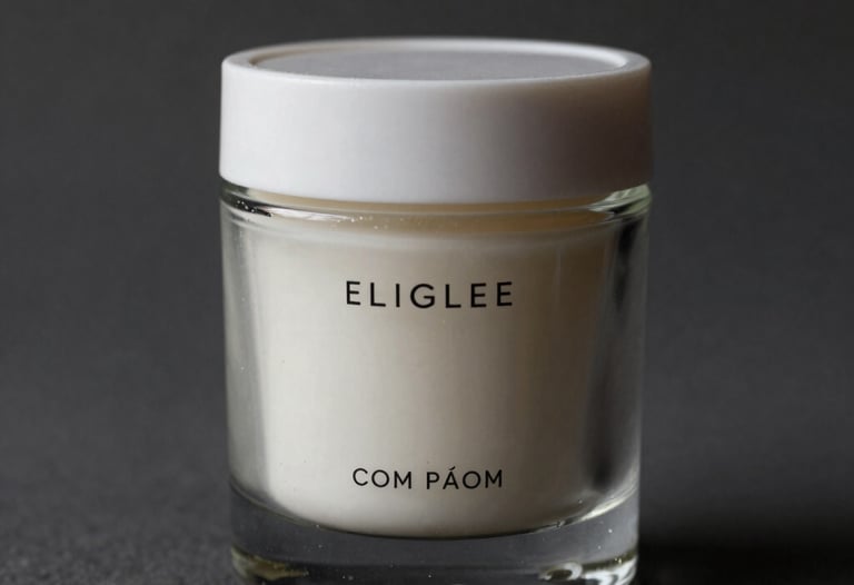 Primer plano de alta calidad de un envase de cosm&eacute;tica de vidrio esmerilado con tipograf&iacute;a minimalista en gris oscuro. La iluminaci&oacute;n es cinematogr&aacute;fica, destacando texturas limpias y una paleta de colores en blanco hueso y carb&oacute;n.