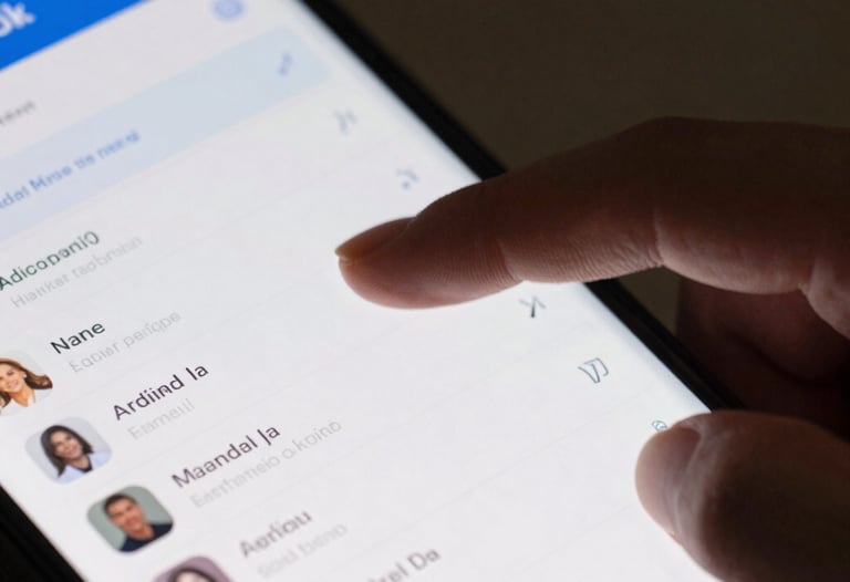 Detailed photography of a person's thumb scrolling through a sleek Android app list. Dynamic motion blur, emphasizing speed and responsiveness. Platinum and Oxford Blue colors.
