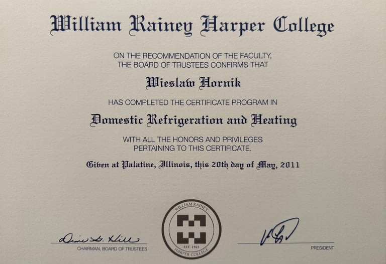 HVAC certification for residential heating and air conditioning