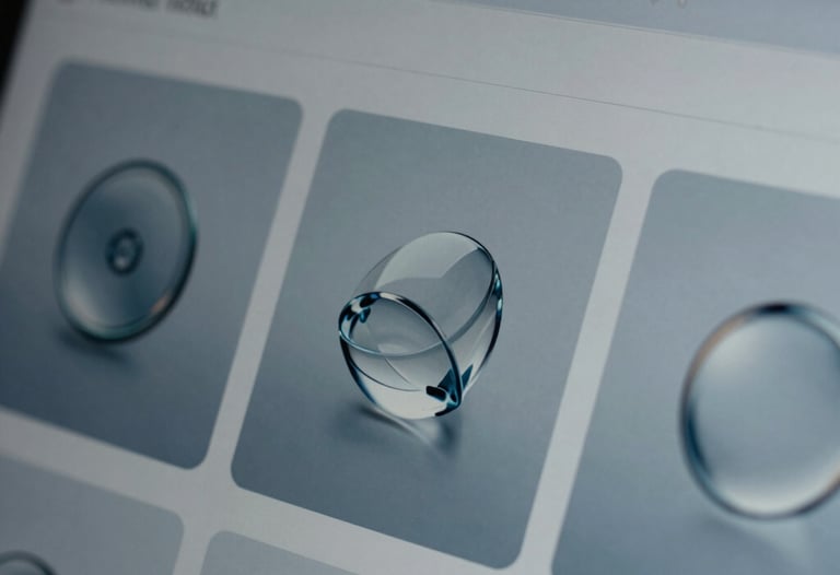 Macro shot of a high-resolution screen showing smooth UI transitions and abstract glass icons, muted blue and grey tones, elegant style.