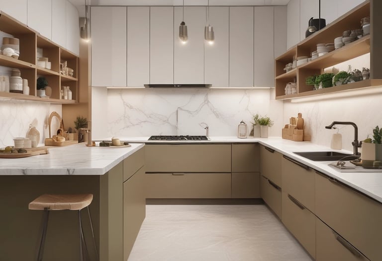 Cozy bedroom corner featuring soft textures and muted green accents
