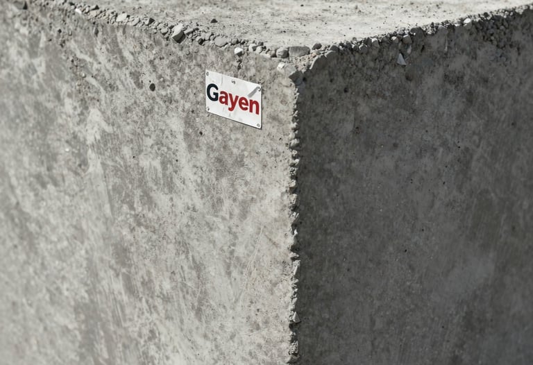 Close-up photography of finished structural concrete showing the fine aggregate and quartz sand blend provided by Gayen Construction.