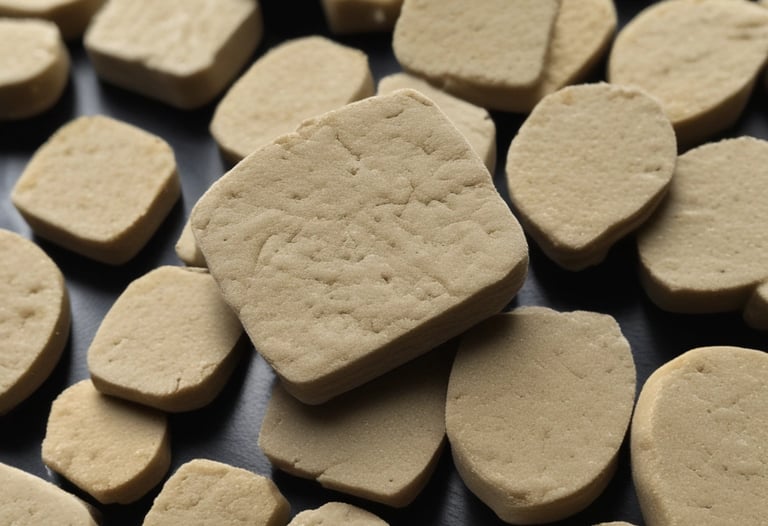 Colorful CBD gummies displayed in a sleek black dish with gold accents