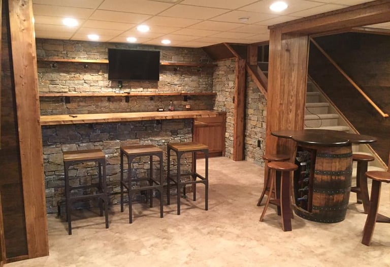 Modern finished basement renovation in Columbus, Ohio home