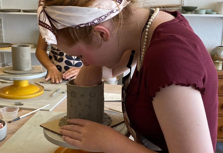 a woman in a red shirt and a woman in a red shirt