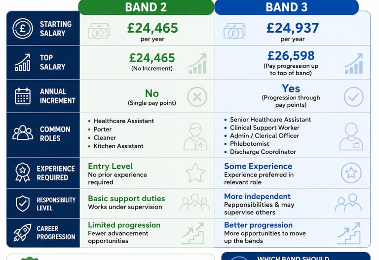 UK band 2 vs band 3 pay comparison