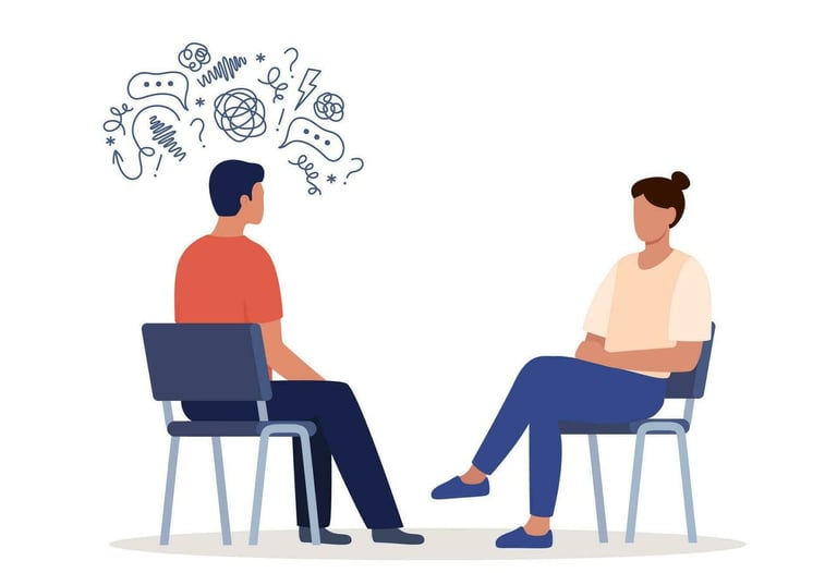 A psychotherapist conducting an individual therapy session with a person