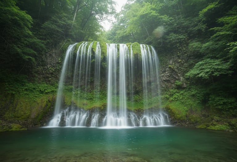 Scenic view of Shiraito Falls, a popular stop on private Mount Fuji tours.