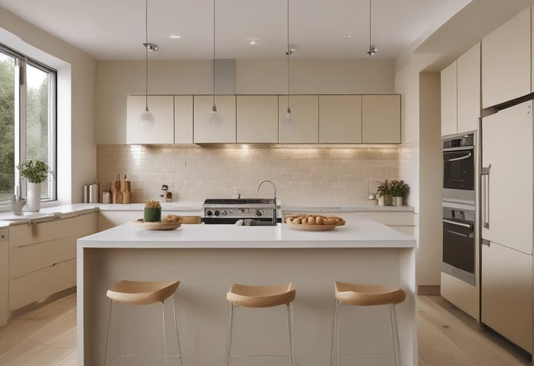 modern kitchen with beige colors