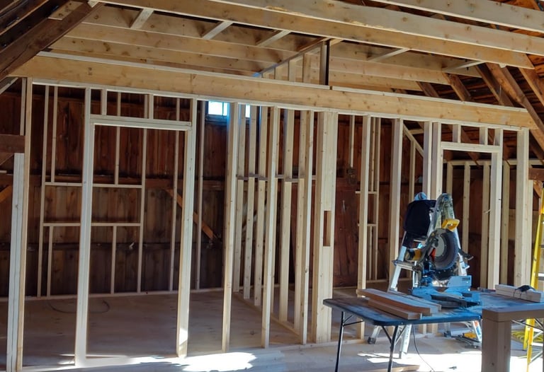 Wood framing and structural remodeling in progress by Renjay Remodeling, CT
